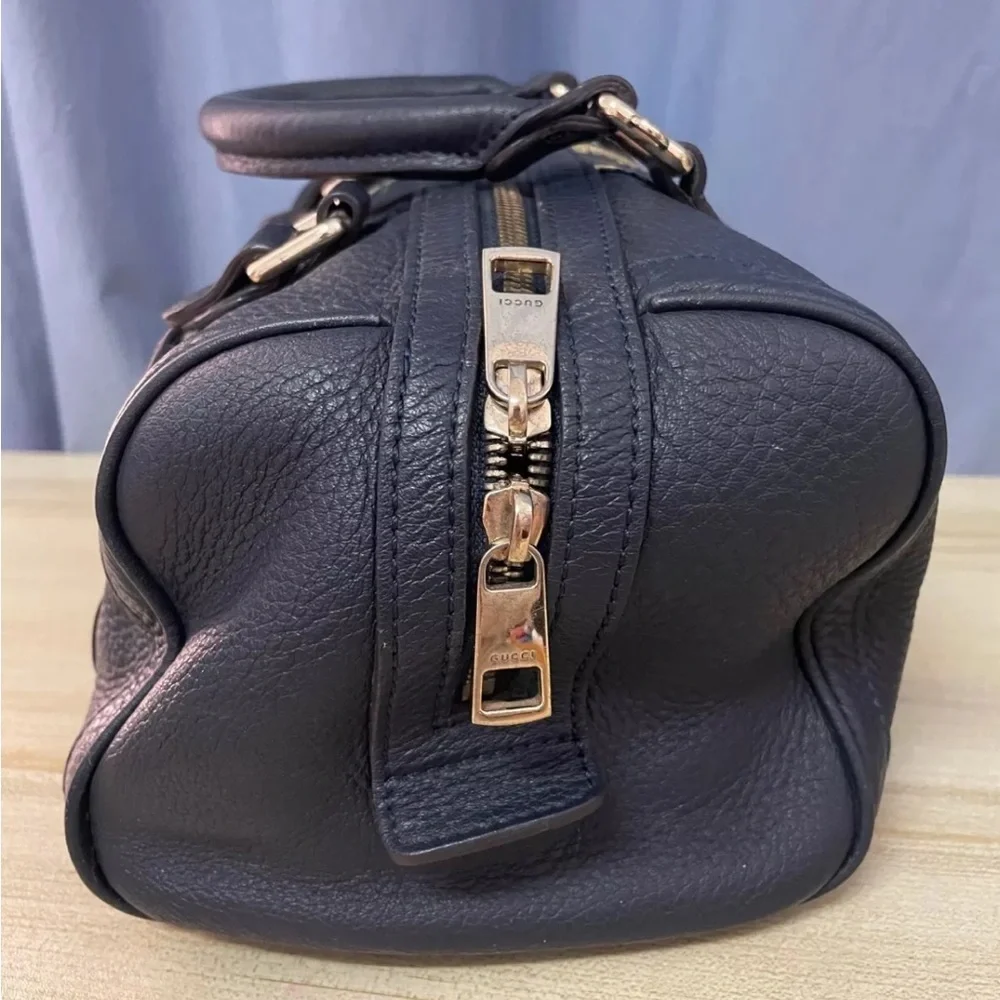 GUCCI Web Boston Striped Bag Leather - Picture 6 of 13